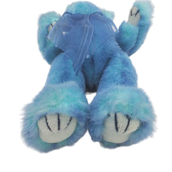 VTG 1993 TY Jointed Plush Bright Blue Teddy Bear W/ Blue Bow Jointed Plush Toy - Picture 4 of 8